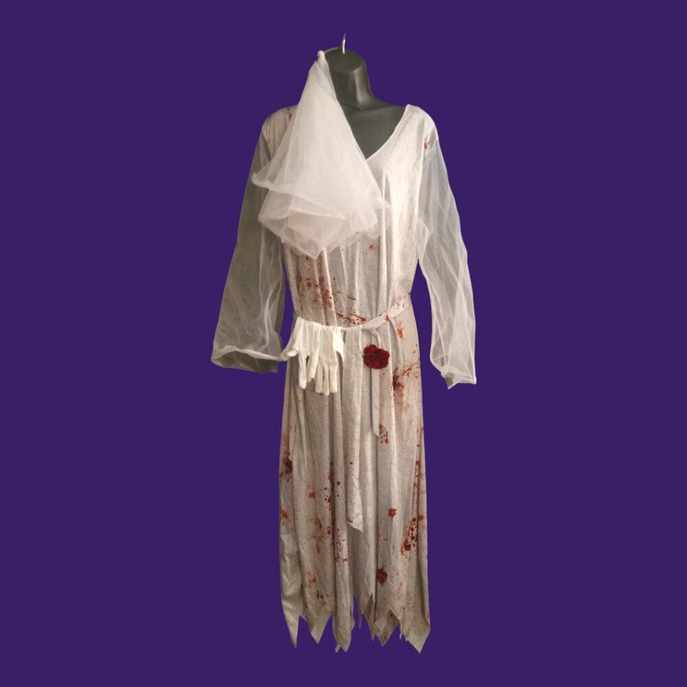 Zombie Bride Halloween Costume Dress Bloody Bride Size XL